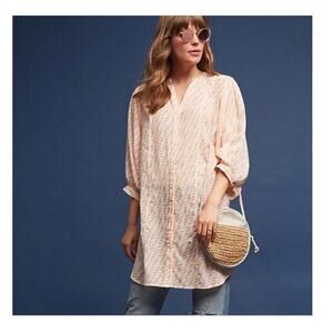 Anthropologie Maeve Lena Oversized Tunic Top Pink Printed Size S